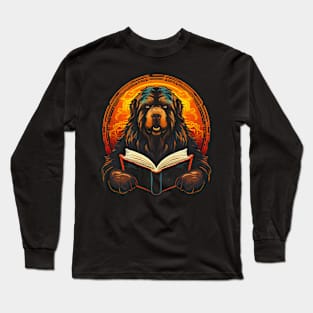 Tibetan Mastiff Reads Book Long Sleeve T-Shirt